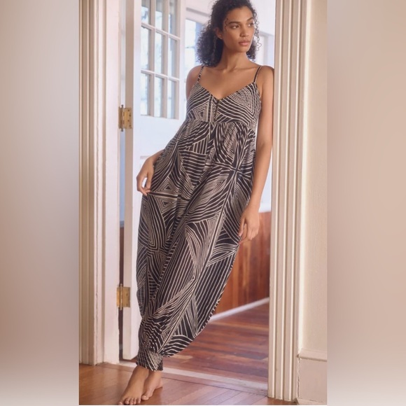 Anthropologie Black and White Patterned Jumpsuit - Picture 1 of 6
